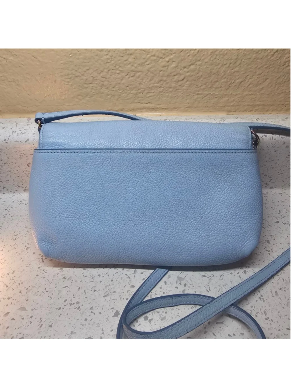 Coach Blue Pebbled Leather Turnlock Crossbody Bag